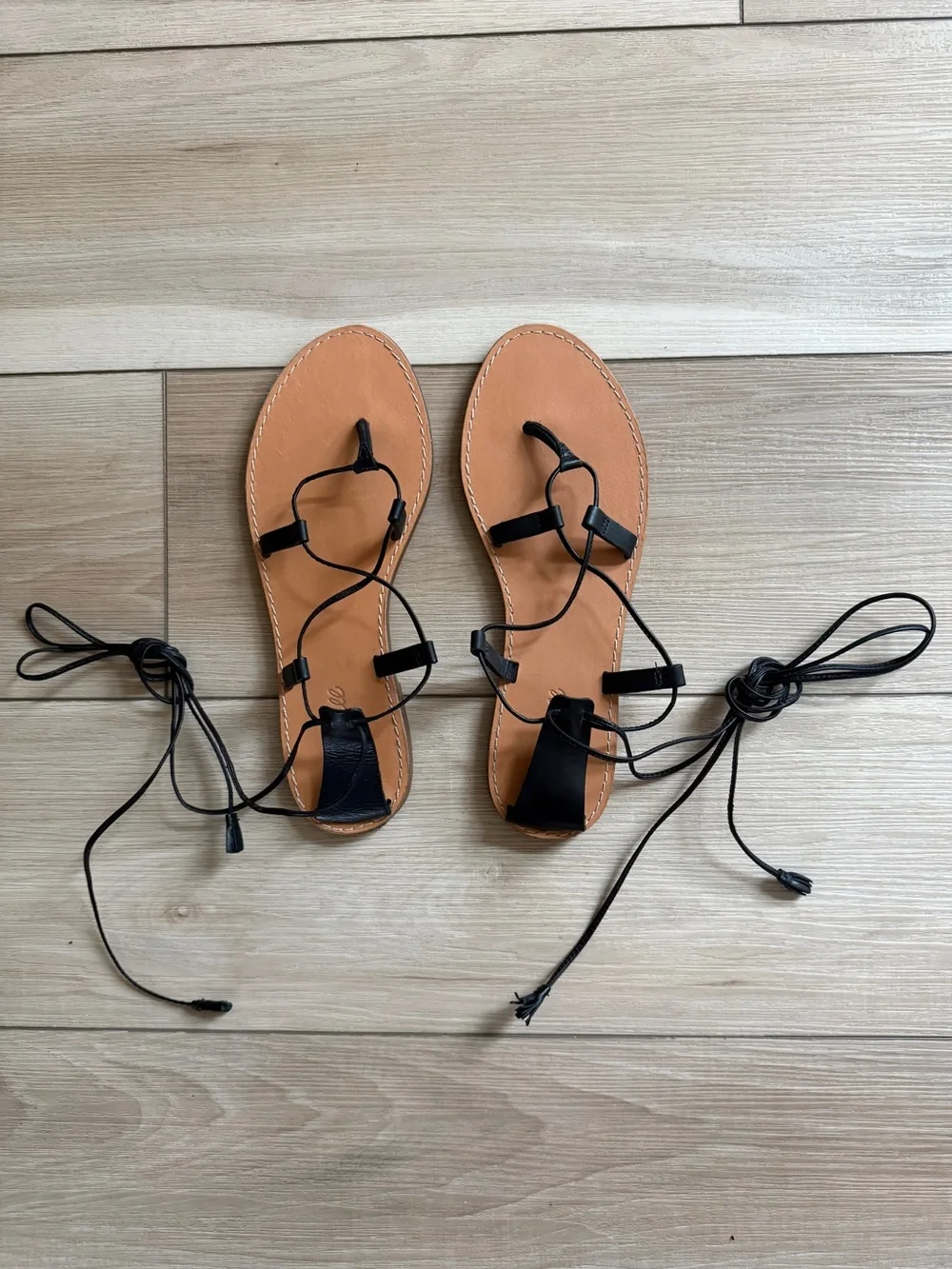 NWOT Madewell Black Lace-Up Sandals 9.5 - Picture 2 of 7